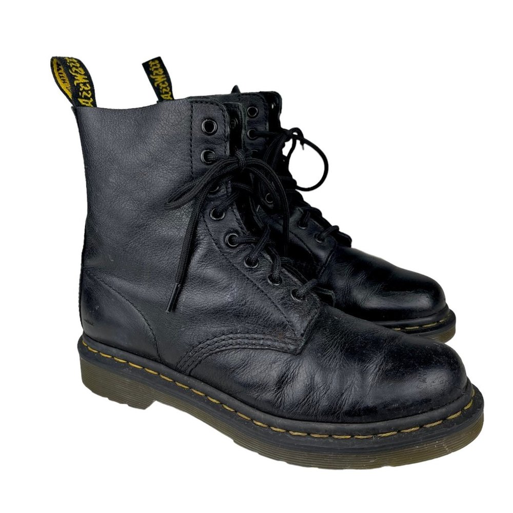 Dr. Martens 1460 Pascal Black Leather Lace Up Combat Boots